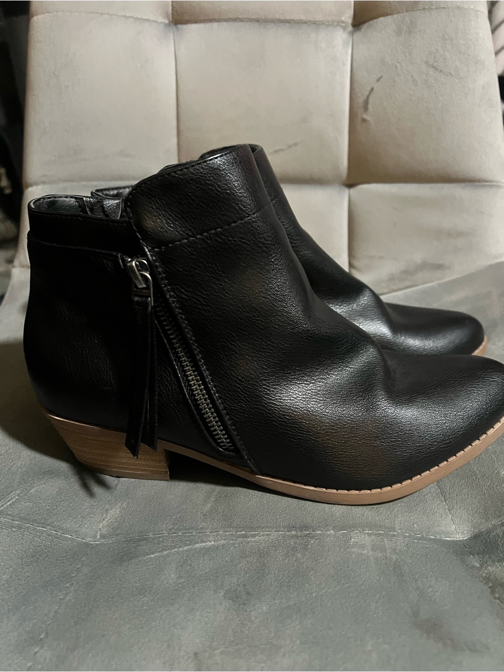 torrid Black Leather Zip Side Ankle Booties
